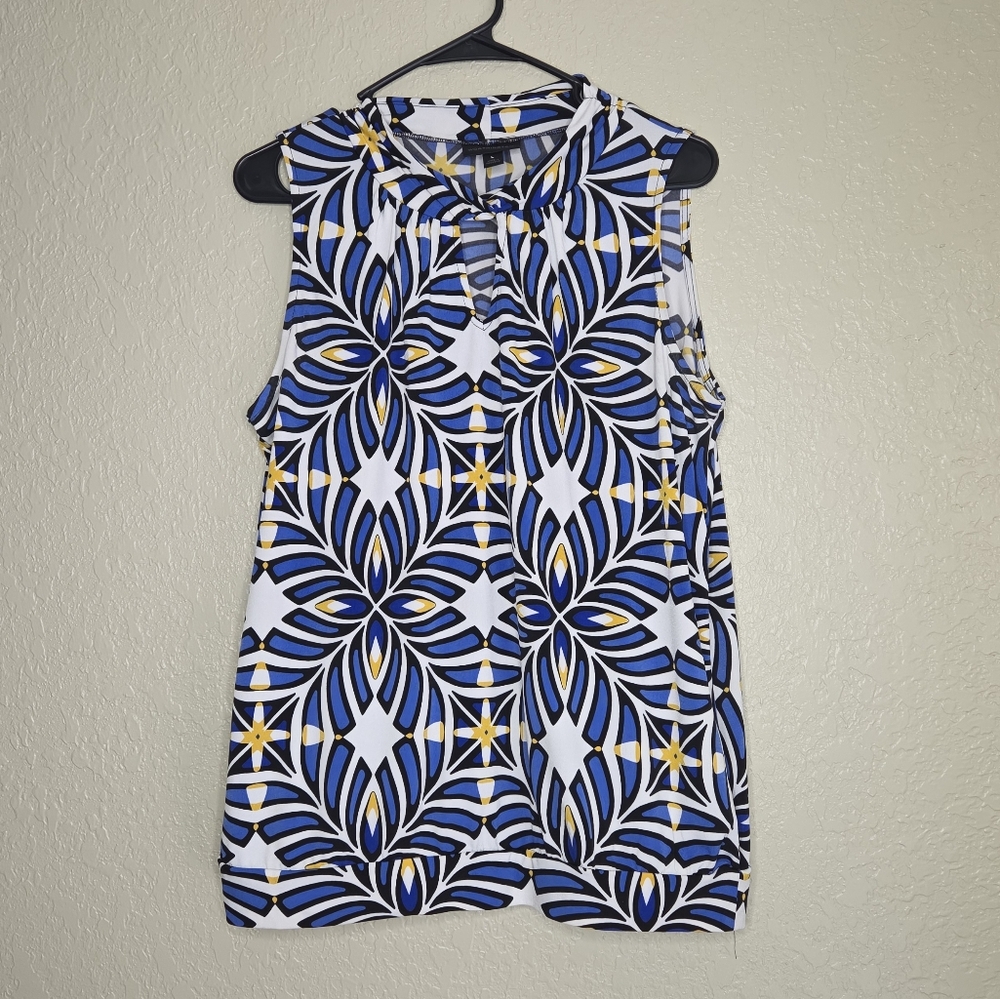 Worthington Blue and White Sleeveless Halter Sundress